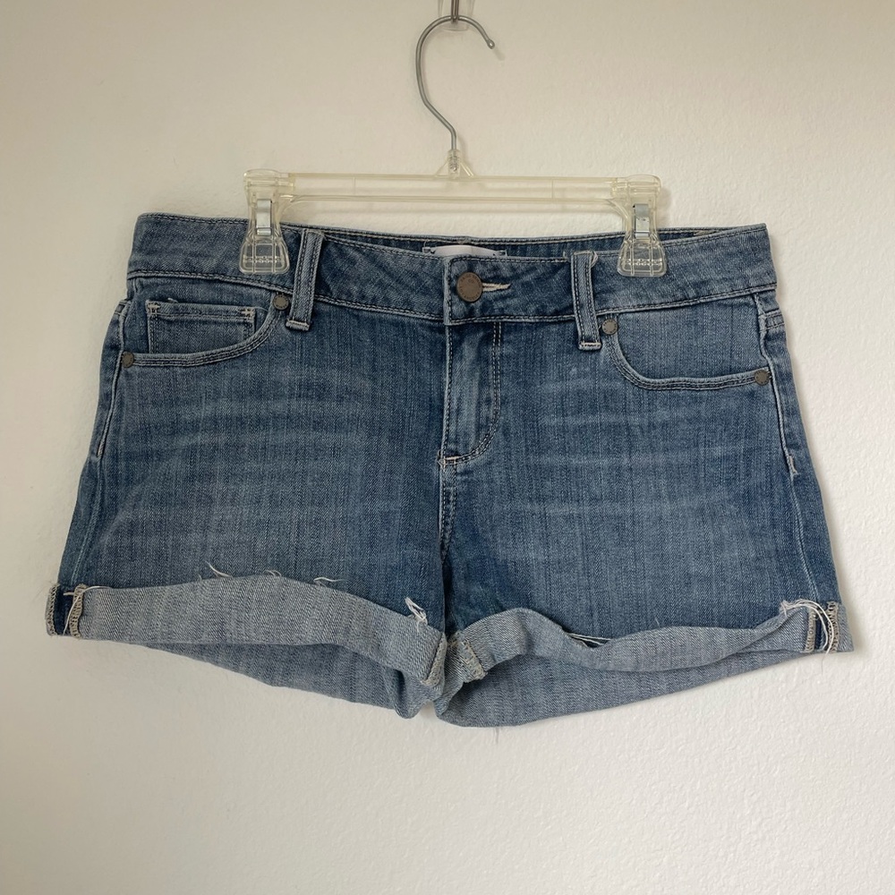 PAIGE Medium Wash Rolled-Hem Denim Jean Shorts Size 26 Summer Beach Casual